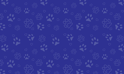 Vector seamless pattern with cat or dog footprints. Cute colorful