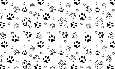 Fototapeta na wymiar Cats seamless vector pattern with hearts. Cute hand drawn kitten faces. 