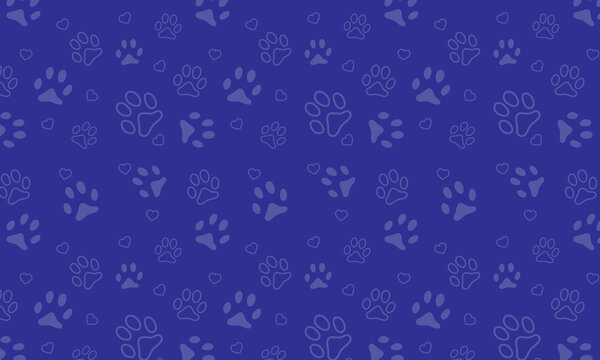 Vector seamless pattern with cat or dog footprints. Cute colorful