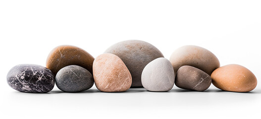 scattering of river stones on transparent background, png