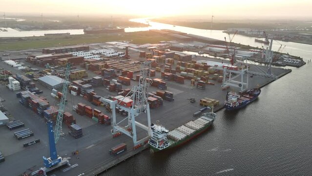 Amsterdam, 21st of June 2023, The Netherlands. The TMA logistics shipping terminal in the port of Amsterdam