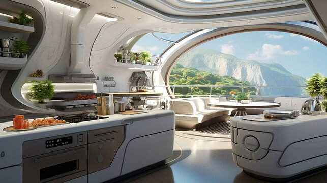 futuristic kitchen interior