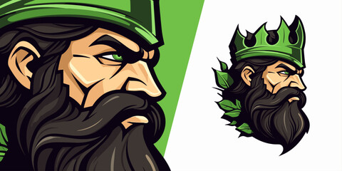 Majestic Nature King: Crowned Logo Mascot for Sport and E-Sport Gaming Teams - Vector Graphic Illustration