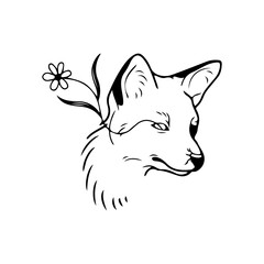 vector illustration of fox with leaves concept