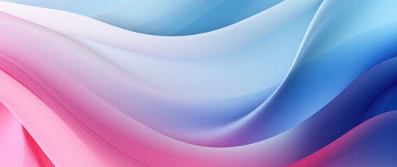 Abstract background with smooth waves in light blue and pastel pink tones. Soft elegant banner background. Ai generative