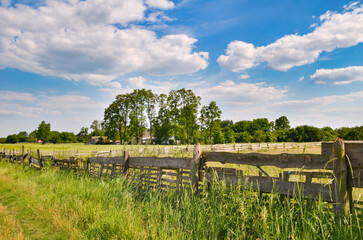 landscape with fence and blue sky in Ukraine