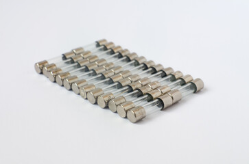 Fuses for radio equipment on a white background