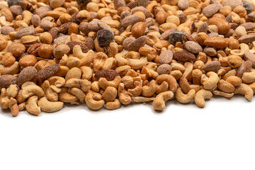 A group of almonds, pistachios, walnuts, macadamia, cashews.