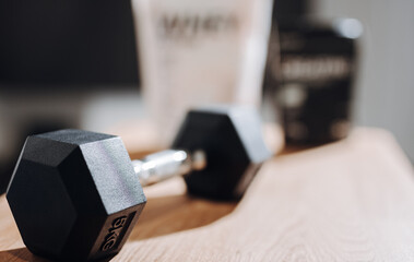 Classic black dumbbells with protein