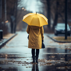 Walking in the Rain alone, Woman, Young Woman, Girl