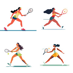 tennis players silhouettes