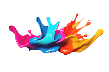 Obraz premium Rainbow wave. Colorful paint splash. Isolated on the transparent background. Generative AI.