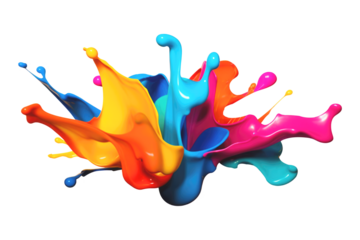 Rainbow wave. Colorful paint splash. Isolated on the transparent background. Generative AI.