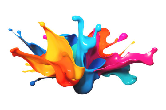 Rainbow wave. Colorful paint splash. Isolated on the transparent background. Generative AI.