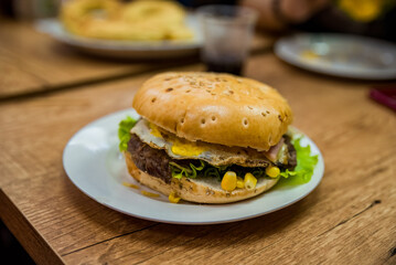 hamburger on a plate