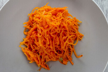 grated carrots on a plate