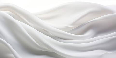 Obraz premium Texture of white silk fine fabric with different folds. Texture of tulle, white wedding fabric. Generative AI.