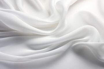 Plakat Texture of white silk fine fabric with different folds. Texture of tulle, white wedding fabric. Generative AI.