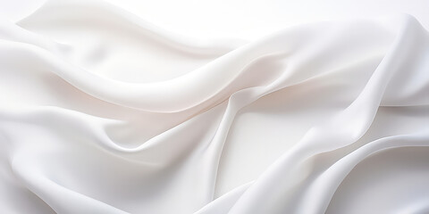 Fototapeta premium Texture of white silk fine fabric with different folds. Texture of tulle, white wedding fabric. Generative AI.
