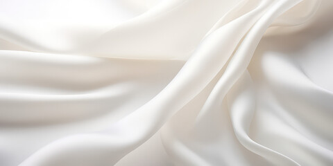 Obraz premium Texture of white silk fine fabric with different folds. Texture of tulle, white wedding fabric. Generative AI.