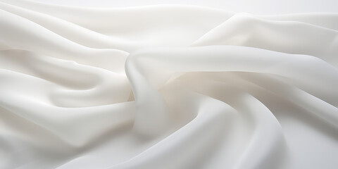 Fototapeta premium Texture of white silk fine fabric with different folds. Texture of tulle, white wedding fabric. Generative AI.