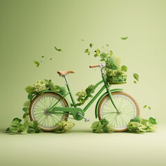 vélo zéro émission vert - IA Generative - obrazy, fototapety, plakaty