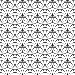 Art deco seamless pattern. Repeating abstract geometric background. Modern geometry lattice. Repeated elegant flower graphic. Gingko florals trellis. Feathers design prints. Vector illustration