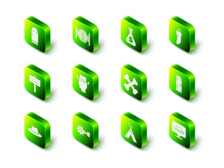 Set Saloon door, Money bag, Tooth, Cactus, Location cowboy, Crossed human bones, Indian teepee wigwam and Spur icon. Vector