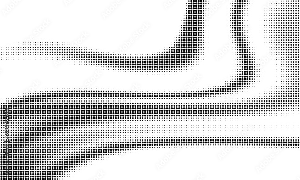 Poster monochrome gradient halftone dots background. vector illustration. big wave