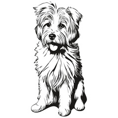 Coton de Tulear dog hand drawn logo drawing black and white line art pets illustration