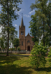 Fototapeta na wymiar Catholic Church of the Exaltation of the Holy Cross in the city of Vileyka, Minsk region, Belarus.