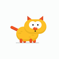 Flat illustration of cute orange cat standing.