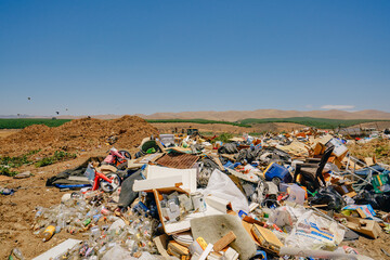 Trash dump or landfill in Santa Maria, California. Environmental problems, pollution, waste or trash from household concept