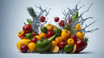Obraz na płótnie Canvas Fruits with water splash