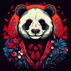 panda with heart