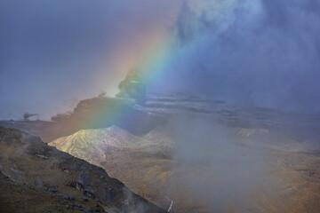 Rainbow in mountains