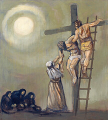 MONOPOLI, ITALY - MARCH 6, 2022: The painting  Deposition from the cross in the church Chiesa di...