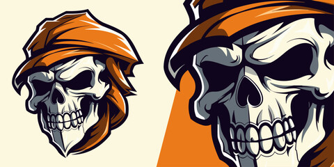 Skull Pirate Logo Mascot: Dynamic Vector Graphic for Elite Sport and E-Sport Gaming Teams