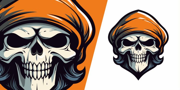 Vector Graphic Skull Pirate Mascot: Fearless Symbol for Victorious Sport and E-Sport Teams