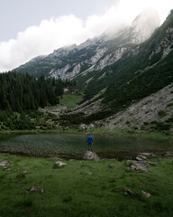 alpine lake dupeljsko jezero in the mountains of Slovenia