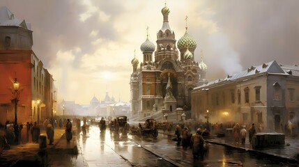 Fototapeta na wymiar Russian Orthodox Church, Jesus Christ, Religion, Background illustration design, Generative AI