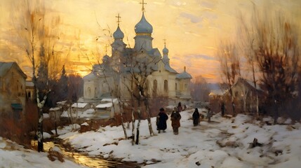 Russian Orthodox Church, Jesus Christ, Religion, Background illustration design, Generative AI