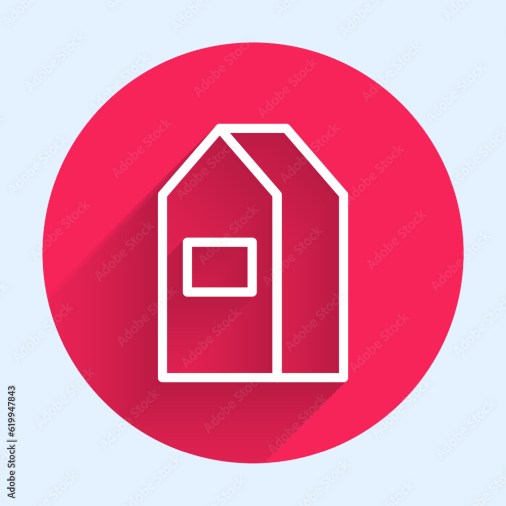 Aufkleber white line paper package for milk icon isolated with long shadow background. milk packet sign. red c