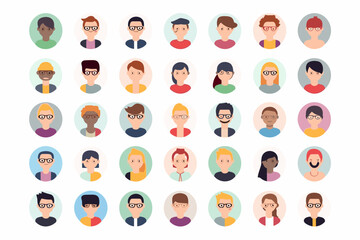 Vector avatar icons for social media and networking: User profile icons designed for website and app development, perfect for creating a unique online identity.