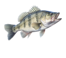 Obraz premium a Large-mouth bass, Micropterus salmoides in various positions in Aquatic-themed, photorealistic illustrations in a PNG, cutout, and isolated. Generative AI