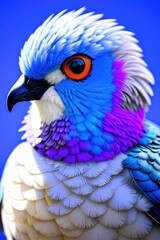 a colorful bird with a blue beak. created with Generative AI technology