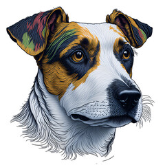 "Colorful Illustration of Jack Russell Terrier - 2D Icon" - Generative AI