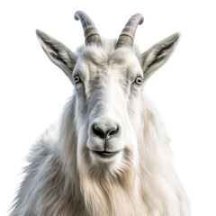 Obraz premium a Mountian Goat portrait front view, in an isolated and transparent PNG in a Wildlife-themed, photorealistic illustration. Generative ai
