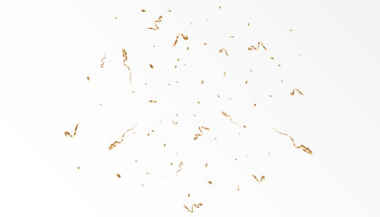 Confetti on a transparent background. Falling shiny golden confetti. Bright golden festive tinsel. Holiday design elements for web banner, poster, flyer, invitation. Vector