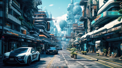 Vision of the future city. Generative AI.